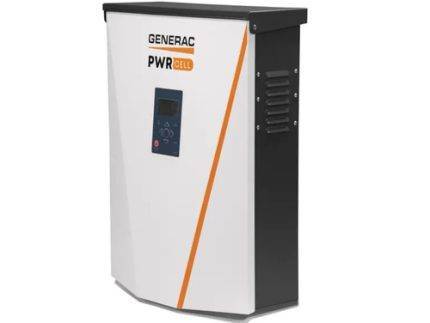 Generac Demo PWRcell Inverter APKE00027 mounted on a wall, connected to solar panels for residential energy backup.